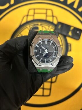 Casio G-Shock Steel Watch – Black Dial, Green Strap, Sport Luxury Style, 200M WR